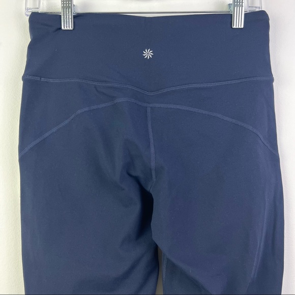 New Athleta Solid Navy High Rise Strappy Lattice Sublime 7/8 Tight Leggings M - Picture 9 of 10